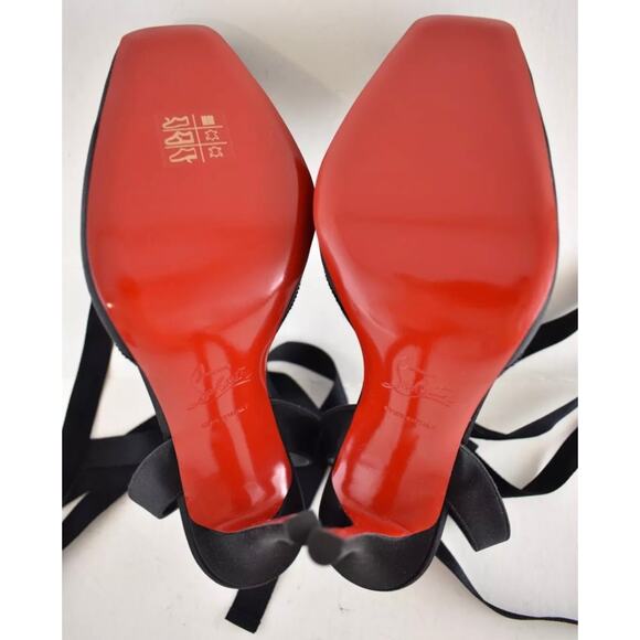 Christian Louboutin Cassia Lace Up 100 Black Tie Ballet Sandal Heel Pump 36 - Picture 15 of 15